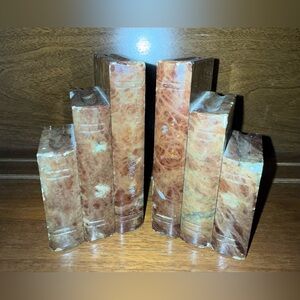 vintage hand-carved alabaster bookends